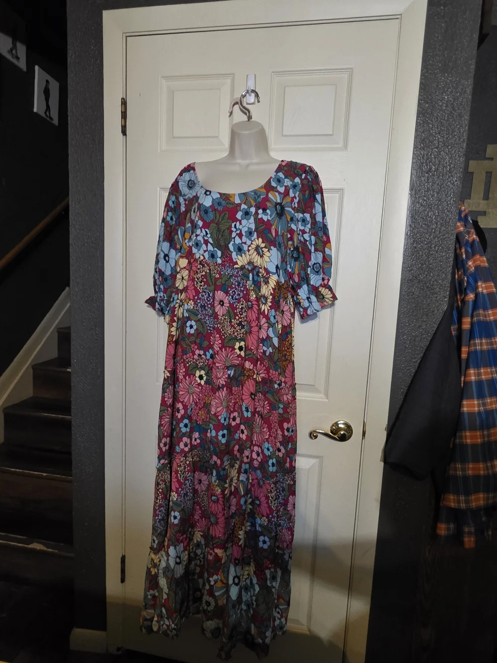 NATURAL LIFE Floral Tiered Maxi Dress - Pink, Blue, Yellow - Picture 1 of 6